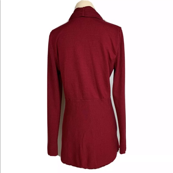 WHBM Red Cardigan Open Front Waterfall Pockets L - Picture 5 of 12